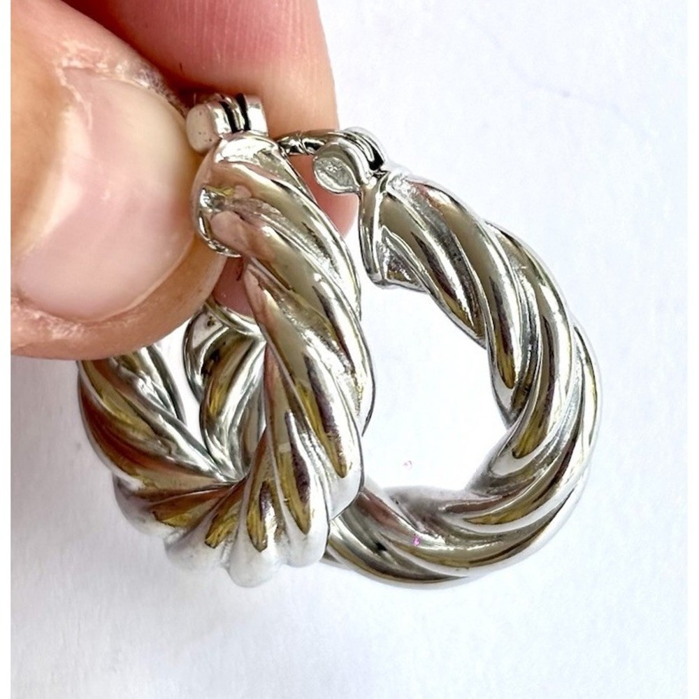 Arthur Court Aluminum Hoop Earrings .9In Twist Polished Discontinued Jewelry